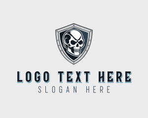 Mercenary - Military Skull Shield logo design