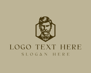 Gentleman Bowtie Mustache logo design