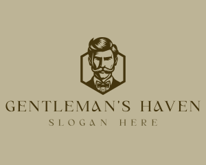 Gentleman Bowtie Mustache logo design