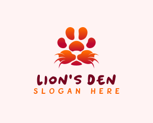 Lion Whiskers Paw logo design