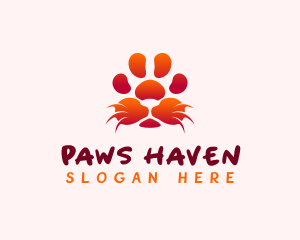 Lion Whiskers Paw logo design