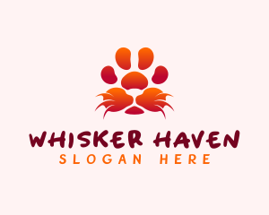 Lion Whiskers Paw logo design