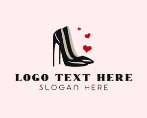 Fashion - Heart Stiletto Shoe logo design