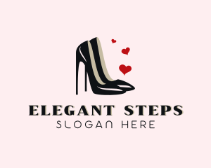 Heart Stiletto Shoe logo design