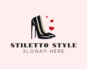 Heart Stiletto Shoe logo design