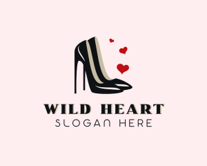 Heart Stiletto Shoe logo design