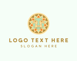 Aztec-culture - Tribal Sun Face logo design