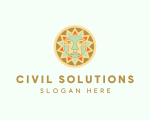 Tribal Sun Face  logo design
