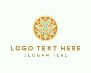 Aztec - Tribal Sun Face logo design