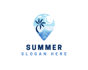 Summer Beach Travel Location logo design