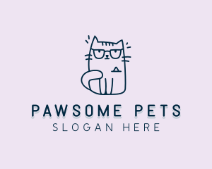 Cat Pet Cartoon logo design