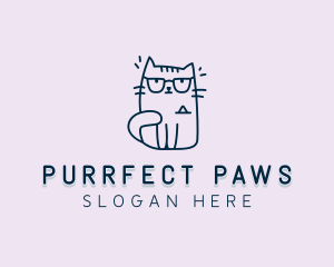 Cat Pet Cartoon logo design