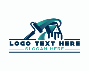 Remodel - Roller Paint Renovation Refurbish logo design