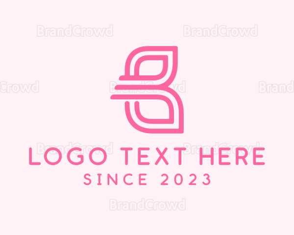 Pink Butterfly Letter B Logo