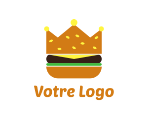 Hamburger Food Crown Logo