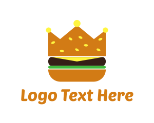 Red Burger - Hamburger Food Crown logo design