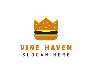 Hamburger Food Crown logo design