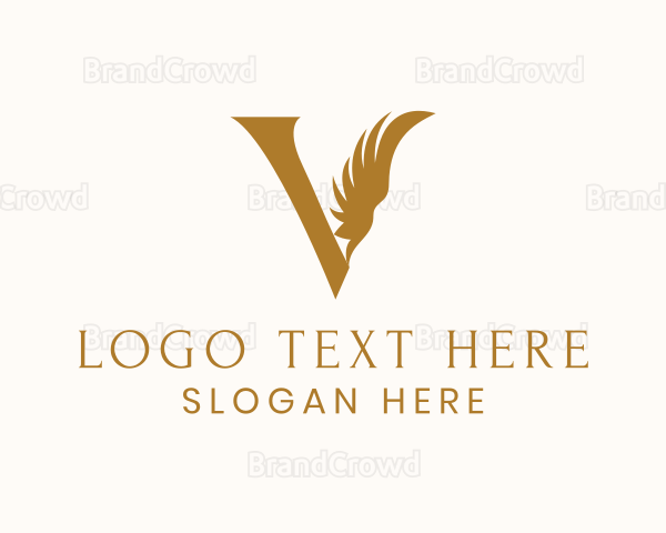 Gold Letter V Wings Logo