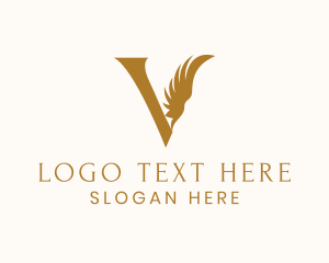 Viking - Gold Letter V Wings logo design