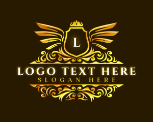 Luxury - Wings Crown Shield logo design