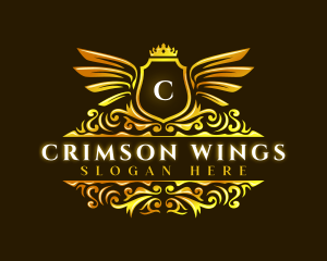 Wings Crown Shield logo design