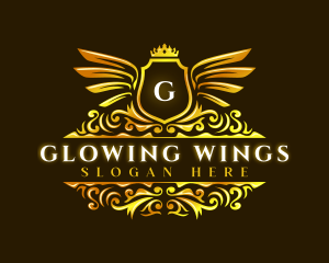 Wings Crown Shield logo design