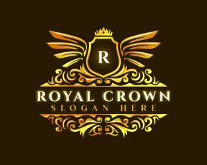 Wings Crown Shield logo design