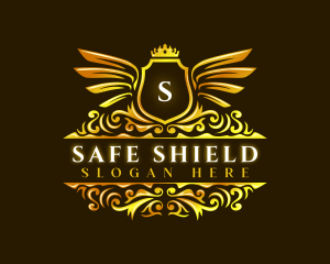 Wings Crown Shield logo design