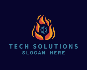 Flame - Heating Cooling System logo design