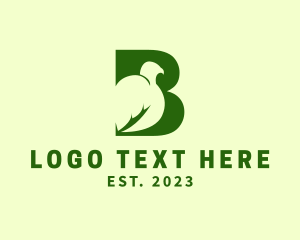 Raven - Green Bird Letter B logo design
