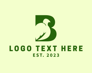 Dove - Green Bird Letter B logo design