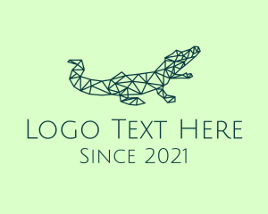 Green - Simple Crocodile Line Art logo design