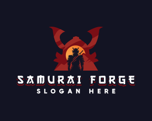 Katana - Samurai Warrior Silhouette logo design