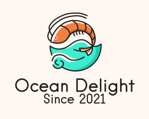 Ocean Seafood Shrimp  logo design