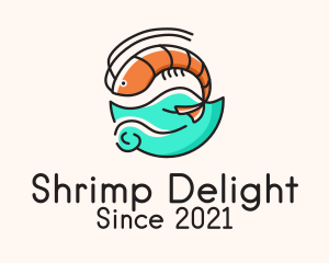 Shrimp - Ocean Seafood Shrimp logo design