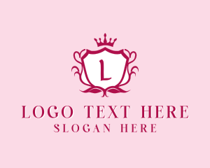 High End - Floral Crown Shield logo design