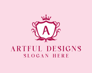 Floral Crown Shield logo design