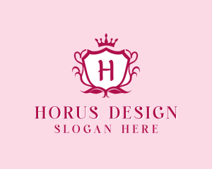 Floral Crown Shield logo design