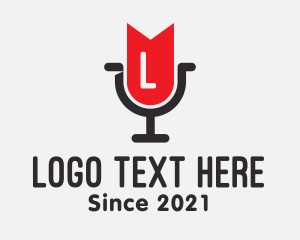 Karaoke - Microphone Bookmark Letter L logo design