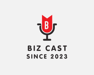 Singer - Microphone Bookmark Podcast logo design