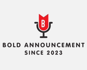 Announcement - Microphone Bookmark Podcast logo design