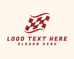 Checkered - Wavy Racer Flag logo design