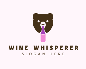 Sommelier - Bear Liquor Bottle logo design