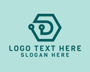 Techology - Blue Digital Hexagon logo design