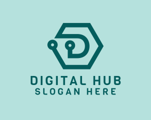 Blue Digital Hexagon logo design