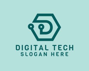 Blue Digital Hexagon logo design