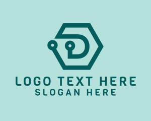 Digital Printing - Blue Digital Hexagon logo design