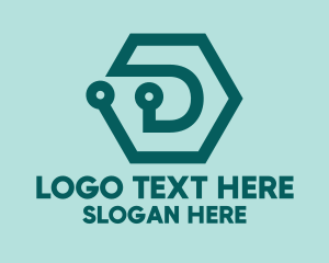 System - Blue Digital Hexagon logo design