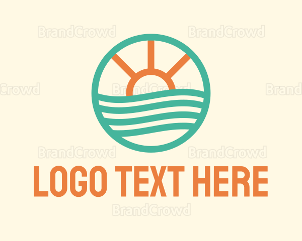Sunset Waves Badge Logo