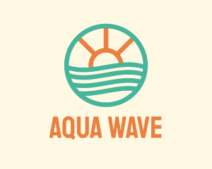 Sunset Waves Badge logo design